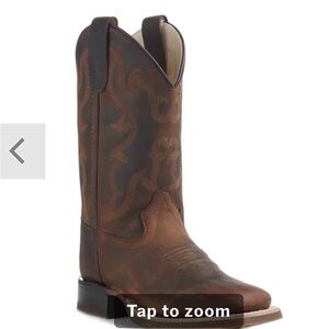 Kids Western Distressed Brown Square Toe Cowboy Boots sz12